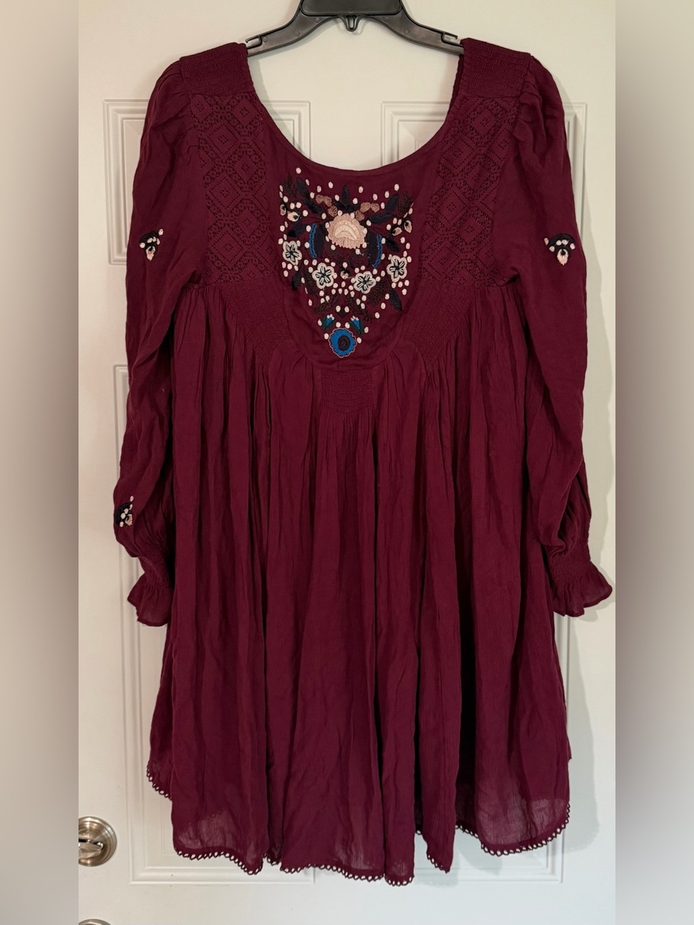 Free People Mohave Embroidered Daytime Mini Dress Babydoll S Boho Floral $148